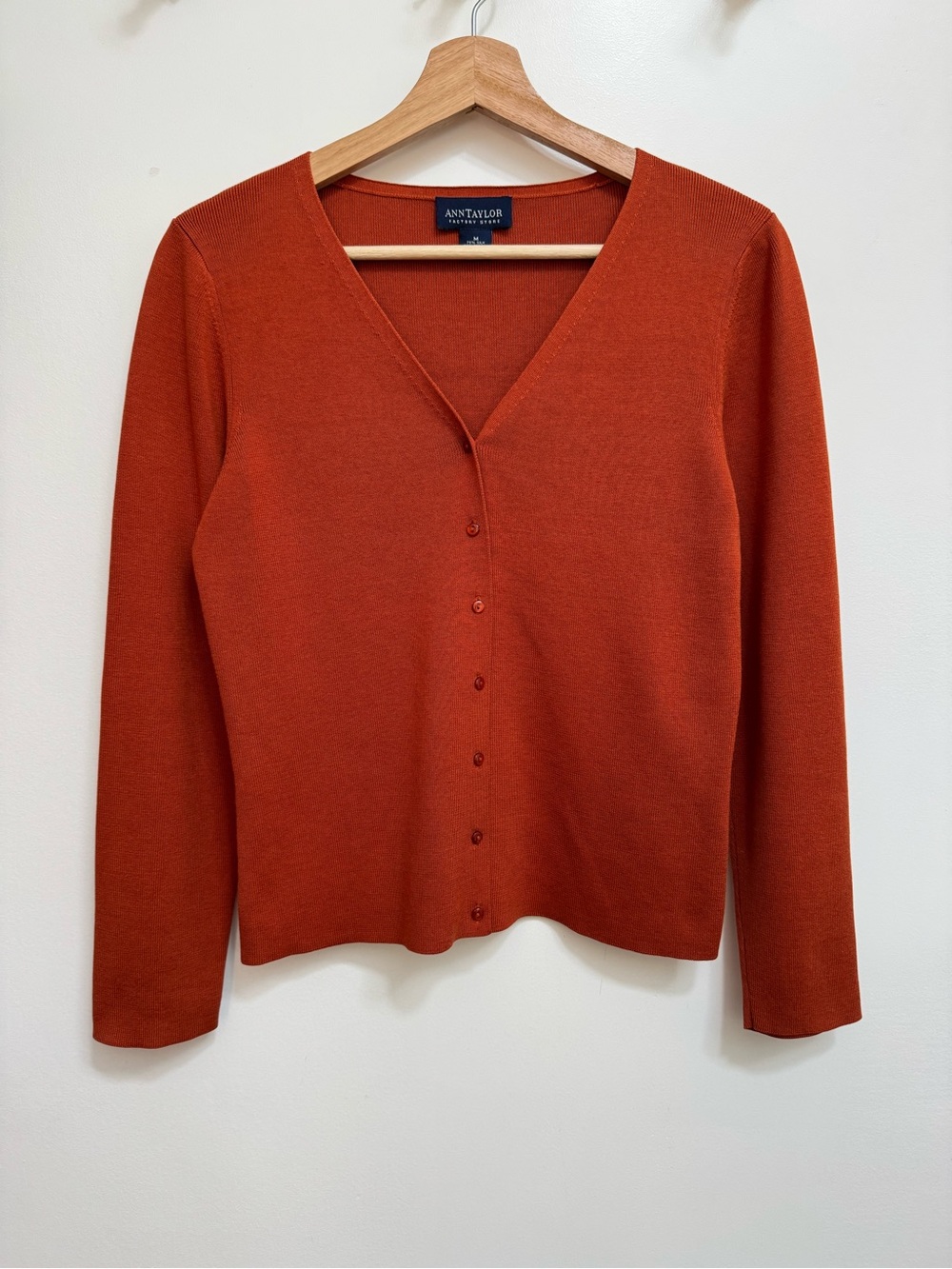 Vintage Ann Taylor Silk Cotton Blend Button Cardigan Women Medium Old Money